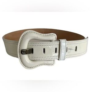 Authentic Vintage Fendi Patent Leather White Belt